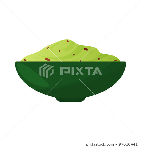 Cartoon guacamole isolated on white background. Mexican food vector illustration 97010441