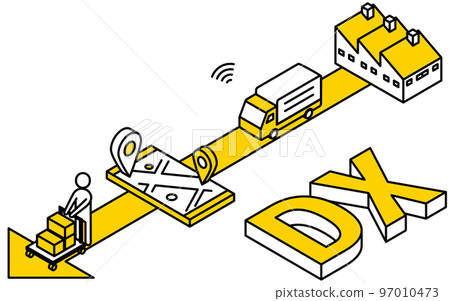 物流/配送系統和 DX 簡單等軸圖的圖像 97010473