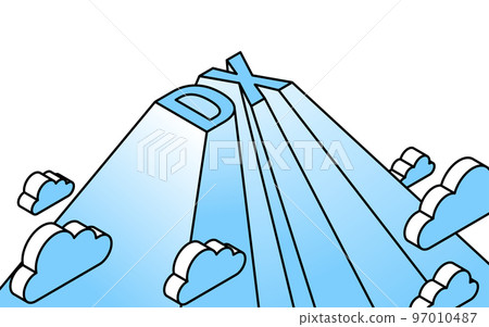 Image of business success and growth by DX, simple isometric illustration 97010487