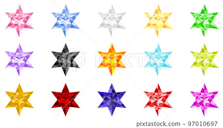 Colorful, glittering gem-like icon (star-shaped) 97010697