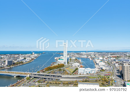 Niigata City, Niigata Prefecture Townscape of Niigata City seen from the mediaship observatory (North side: toward Toki Messe) 97010792