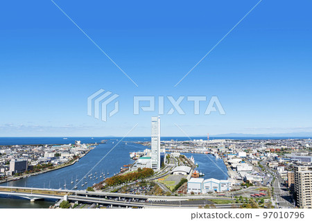 新潟縣新潟市 從媒體展望台看到的新潟市街景（北側：土岐展覽館方向） 97010796