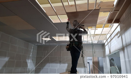 Construction site. Carpentry. Wood. Carpenter. Interior decoration. Interior 97010941