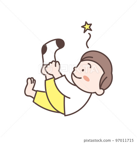 Illustration material of a Japanese elementary school boy wearing socks 97011715