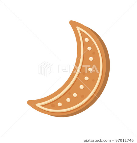 Christmas gingerbread moon. Sweet homemade glazed biscuit. Christmas gingerbread moon. Sweet homemade glazed biscuit. 97011746