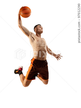 Basketball player, athlete and sports man with ball, skill and