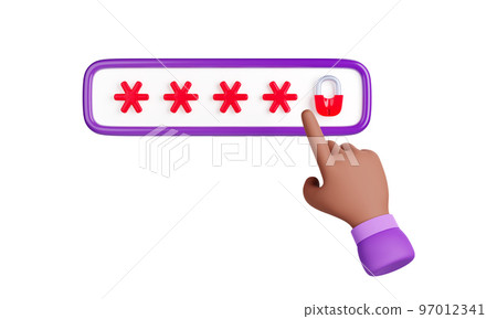 Password form with red asterisks and padlock 97012341