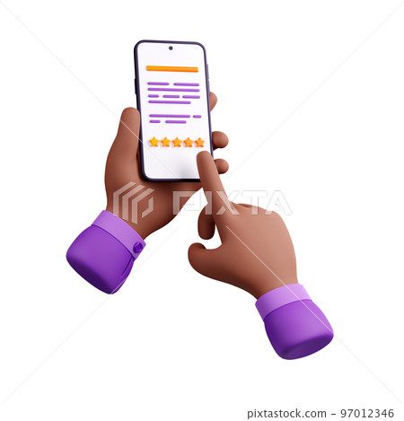 3d render customer leave feedback on phone screen 3d render customer leave feedback on phone screen 97012346