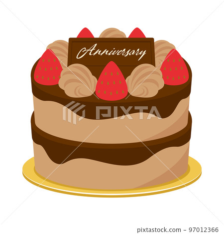 Illustration of chocolate plate and decorated cake Illustration of chocolate plate and decorated cake 97012366