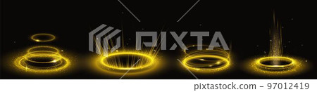 Yellow portal circles set isolated on background 97012419