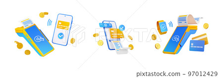 Cashless payment set isolated on white background Cashless payment set isolated on white background 97012429