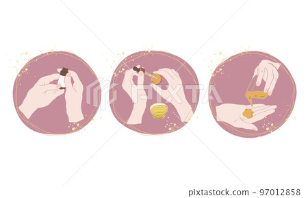 Aroma blend, hand with dropper, dripping oil, essential oil, aroma 97012858