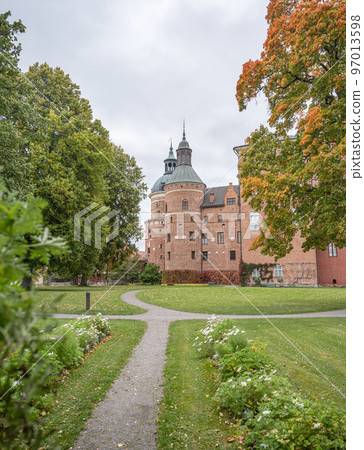 View of famous Swedish 16 th century Gripsholm castle located in Mariefred Sodermanland Sweden 97013598