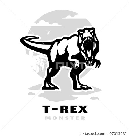 T-rex monster logo. Dinosaur. Tyrannosaur. - Stock Illustration