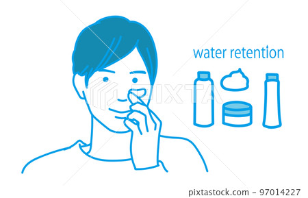 Asian man applying cream on his face 97014227