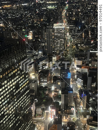 Night view of skyscrapers in winter Night view of skyscrapers in winter 97014491