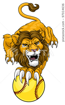 Lion Softball Animal Sports Team Mascot Lion Softball Animal Sports Team Mascot 97014636