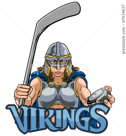 Viking Warrior Woman Ice Hockey Sports Team Mascot Viking Warrior Woman Ice Hockey Sports Team Mascot 97014637