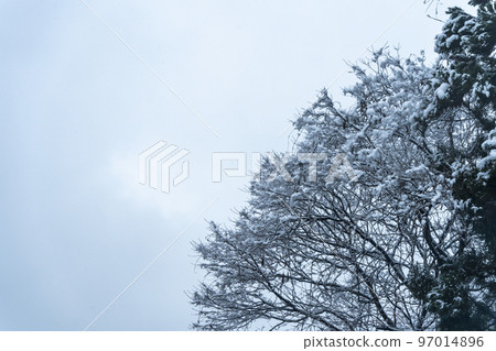 Mountain scenery with snow falling Yamagata City, Yamagata Prefecture 97014896