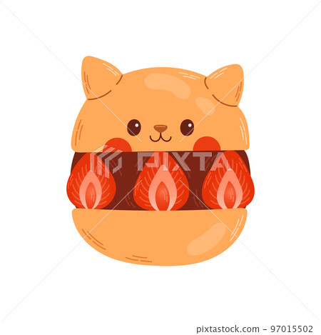 Strawberry kitten sandwich, japanese dessert vector, asian food. For cafe, restaurant, coffee shop, catering. Strawberry kitten sandwich, japanese dessert vector, asian food. For cafe, restaurant, coffee shop, catering. 97015502