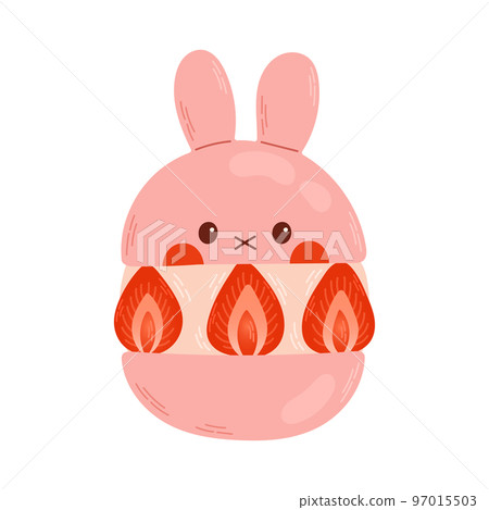 Strawberry rabbit sandwich, pink japanese dessert vector. For cafe, restaurant, coffee shop, catering. Strawberry rabbit sandwich, pink japanese dessert vector. For cafe, restaurant, coffee shop, catering. 97015503