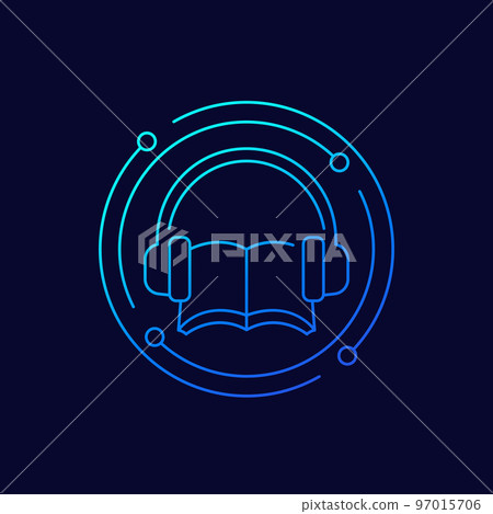 audiobook line icon for web 97015706