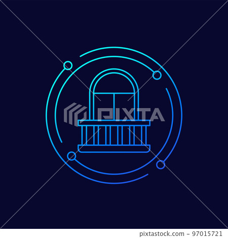 balcony icon on dark, linear vector 97015721
