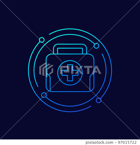 First aid kit icon, linear design First aid kit icon, linear design 97015722