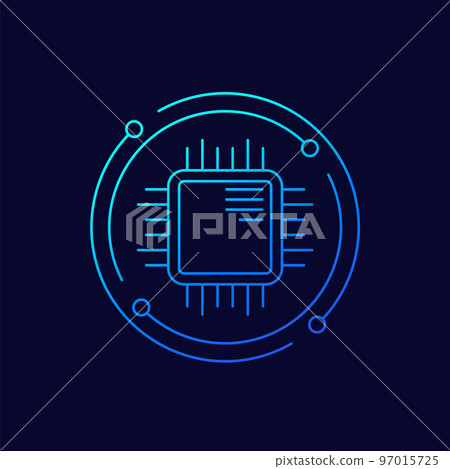 chip or microchip line vector icon chip or microchip line vector icon 97015725