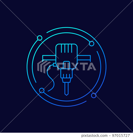 jackhammer icon, power tool line vector 97015727