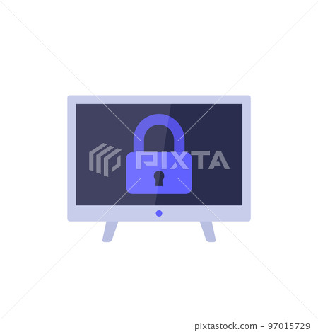 TV and lock icon, flat vector TV and lock icon, flat vector 97015729