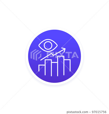 Views analytics icon, line vector 97015756