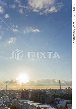 日出，住宅區的早晨，清晨，日出，日出，太陽 97016832