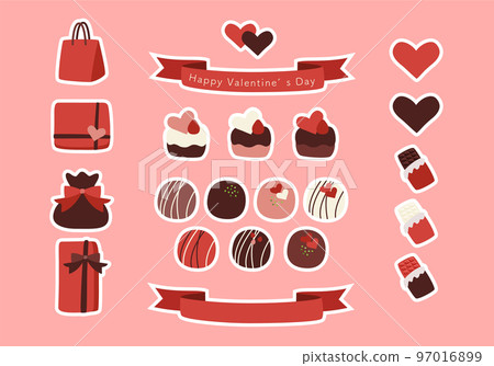 情人節紅色 x 棕色貼紙樣式集 97016899