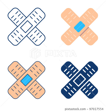 Adhesive bandage cross icon set 97017554