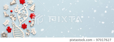 Christmas toys on a blue background Christmas toys on a blue background 97017627