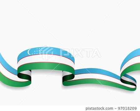 Uzbekistani flag wavy abstract background. Vector illustration. 97018209
