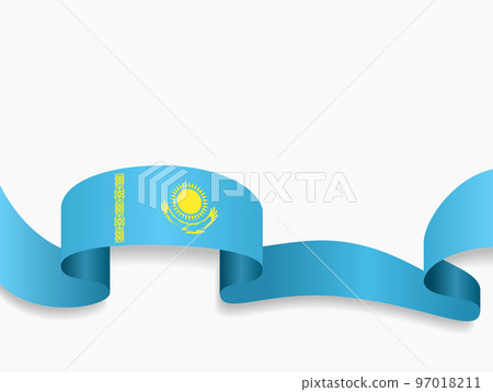 Kazakhstan flag wavy abstract background. Vector illustration. 97018211