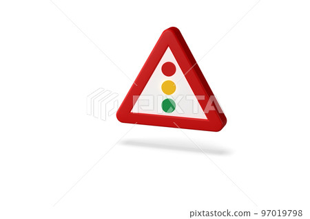 traffic signal made with 3d render. Traffic light warning. Highway traffic code traffic signal made with 3d render. Traffic light warning. Highway traffic code 97019798