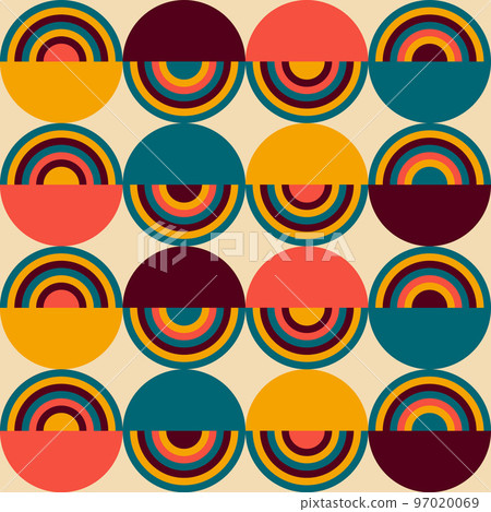 Retro groove pattern with circles in the style of 70 s 97020069