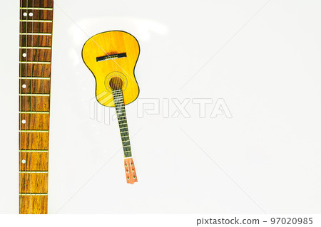 Fretboard of electric guitar,acoustic guitar.White space for text Fretboard of electric guitar,acoustic guitar.White space for text 97020985