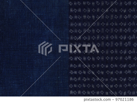 復古靛藍染色，深色織物和卡蘇里圖案的雙色組合 97021186