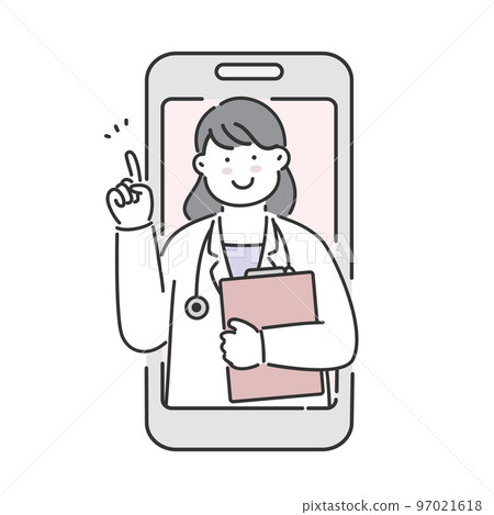 A female doctor who gives online medical guidance on a smartphone 97021618