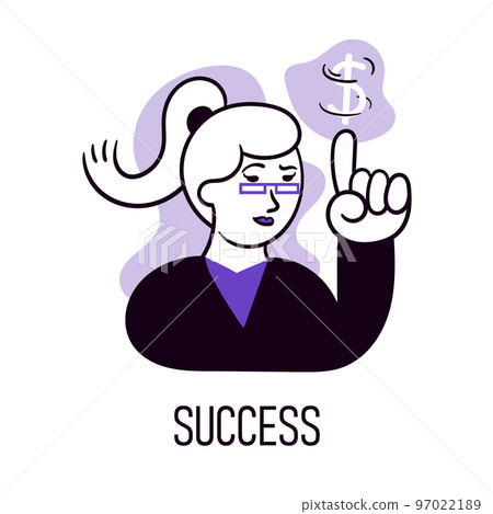 Vector illustration. Office manager showing motivation for employees. Financial, personal and professional growth 97022189