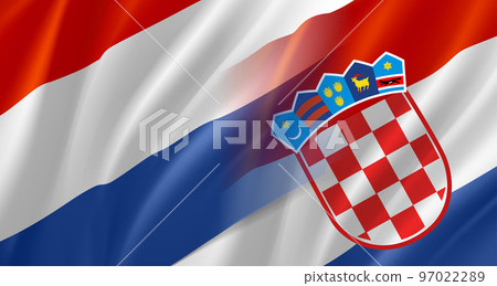 Netherlands versus Croatia game score table template. 3d vector illustration Netherlands versus Croatia game score table template. 3d vector illustration 97022289