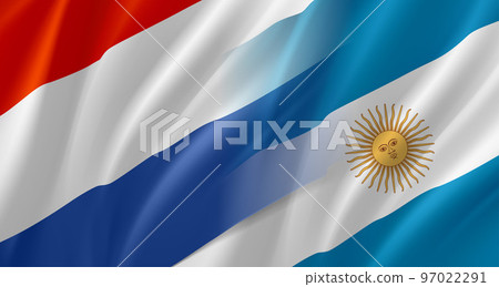 Netherlands versus Argentina game score table template. 3d vector illustration Netherlands versus Argentina game score table template. 3d vector illustration 97022291