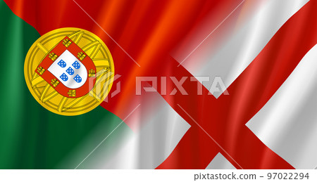 Portugal versus England game score table template. 3d vector illustration Portugal versus England game score table template. 3d vector illustration 97022294
