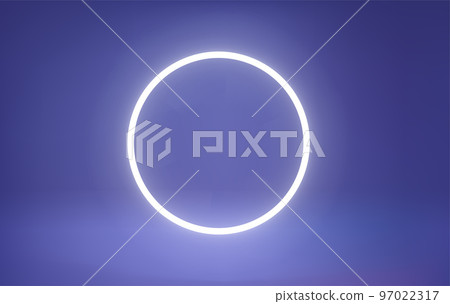 Very peri color room with bright neon circle framwe. 3d vector premium showcase for display products Very peri color room with bright neon circle framwe. 3d vector premium showcase for display products 97022317
