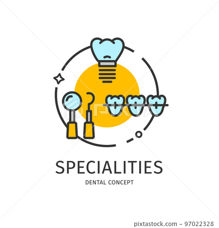 Dental Thin Line Icon Concept. Vector 97022328