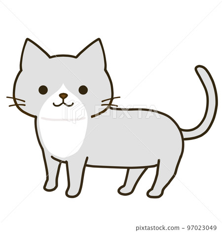 Standing simple brown and grey cat Standing simple brown and grey cat 97023049